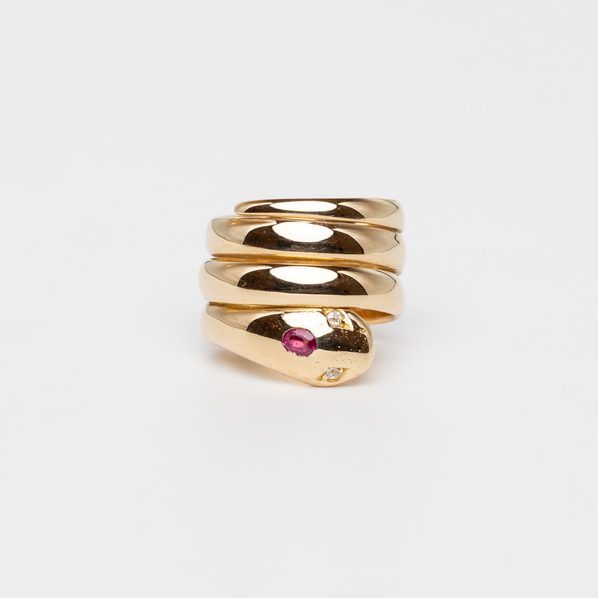 Vintage Ruby And Diamond Snake Ring