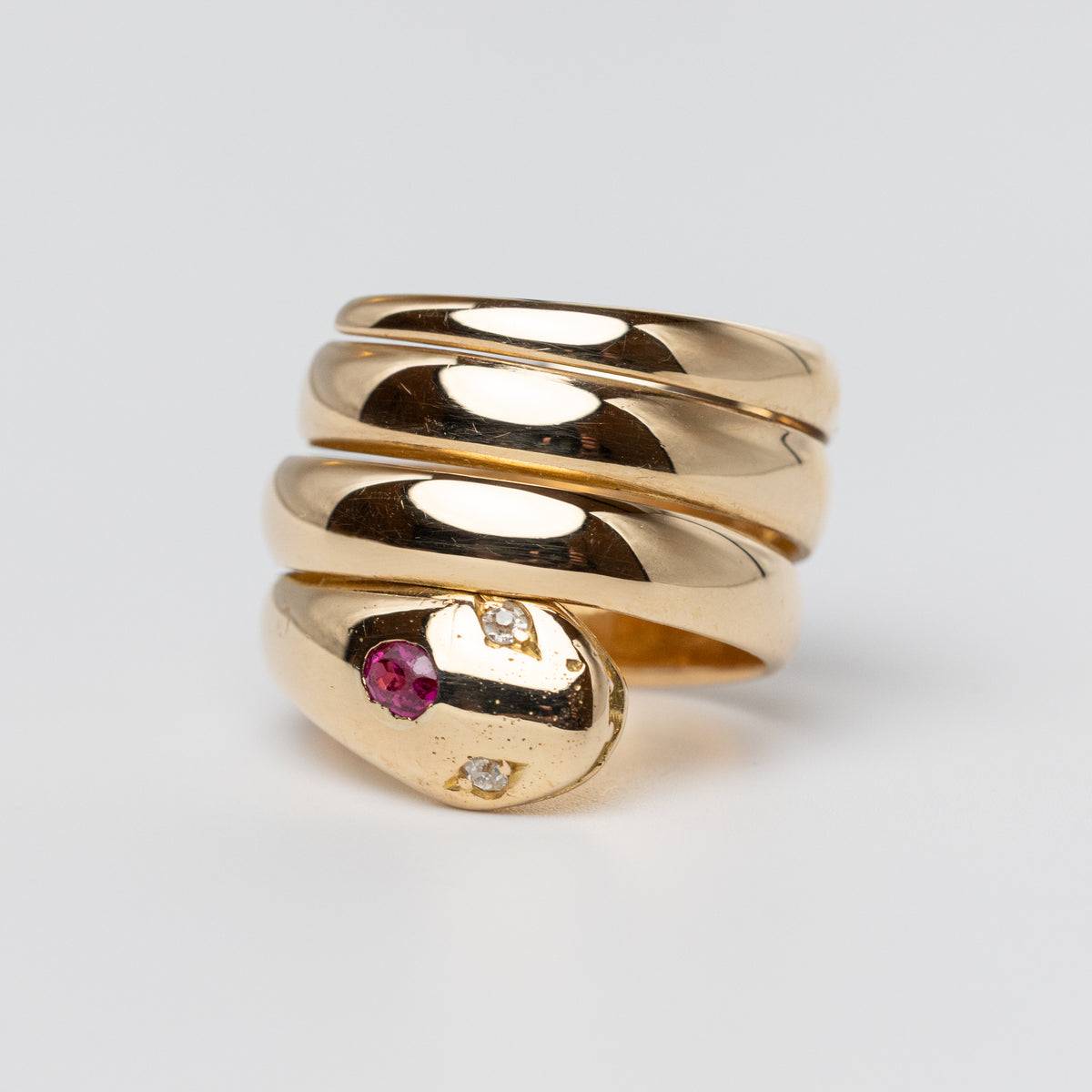Vintage Ruby And Diamond Snake Ring