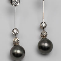 Tahitian Pearl And Diamond Earrings