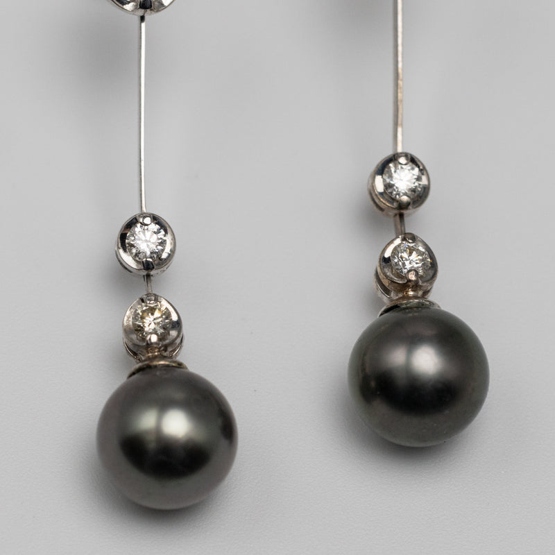 Tahitian Pearl And Diamond Earrings