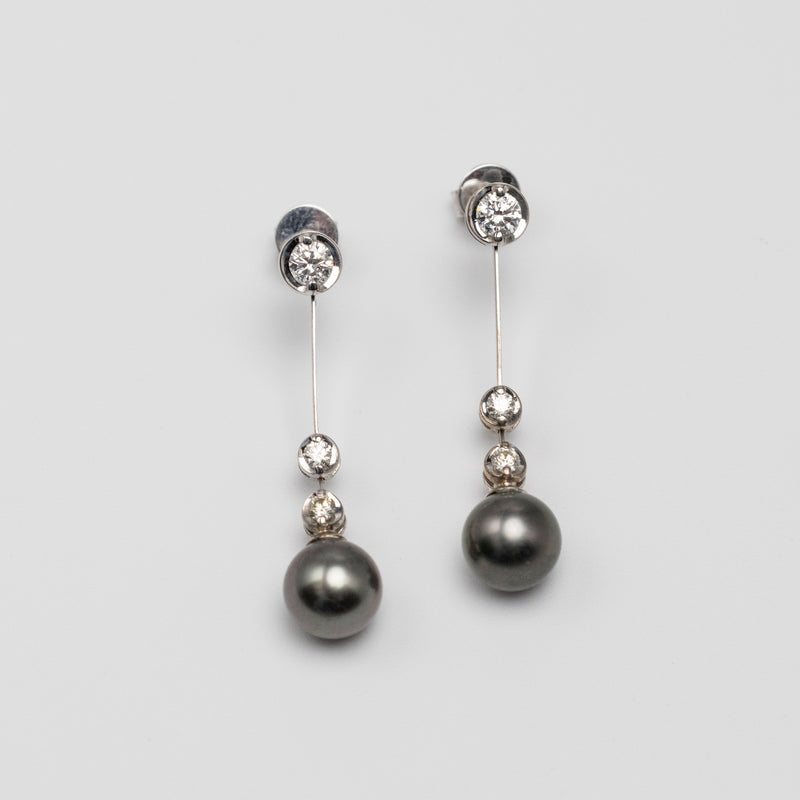 Tahitian Pearl And Diamond Earrings