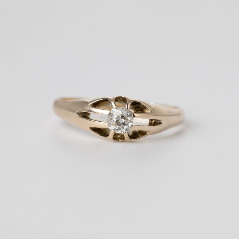 Mine-Cut Diamond Signet Ring