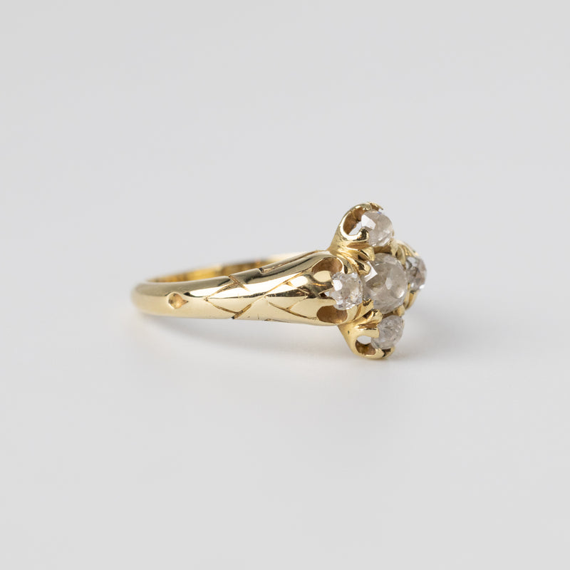 A Pretty Mine-Cut Diamond Ring